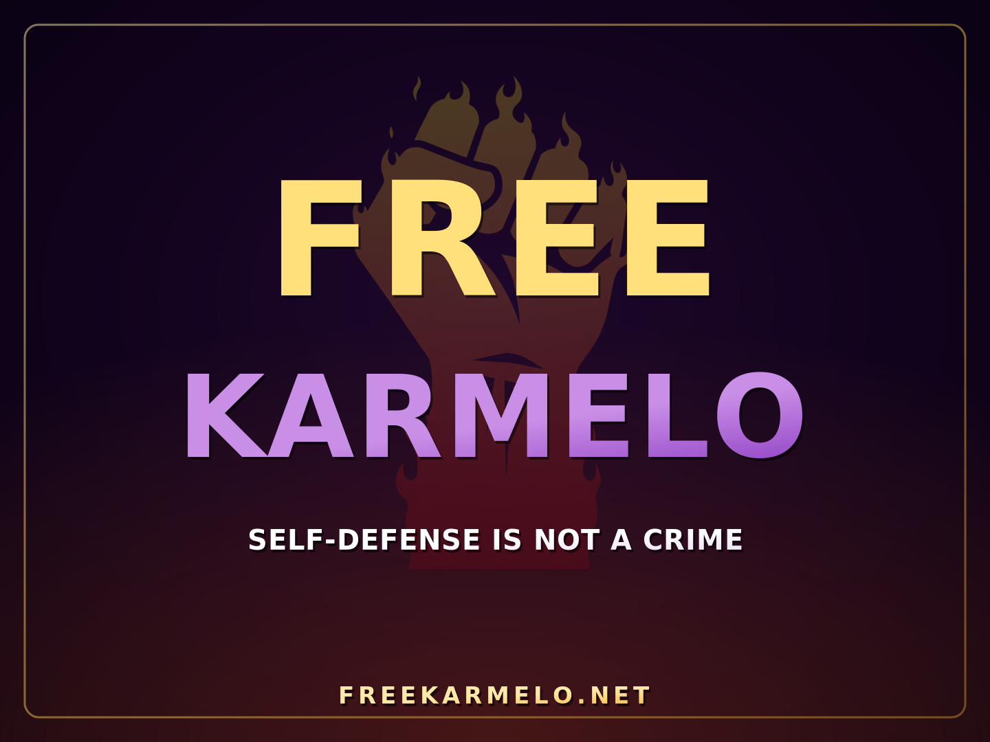 FREE KARMELO protest sign